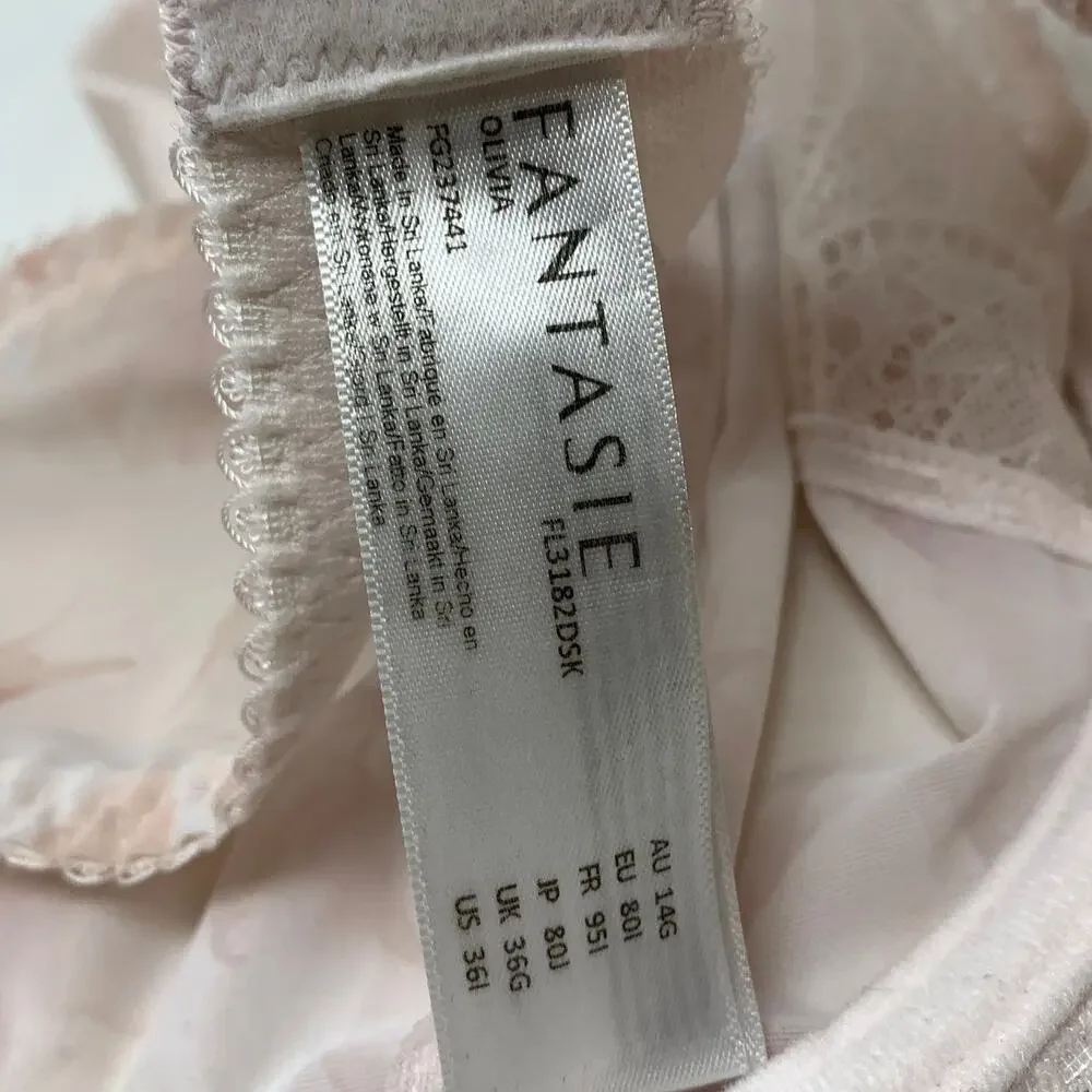 Fantasie Olivia Underwire Side Support Bra 36I US Pink Floral Lace